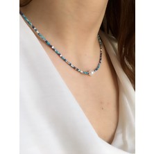 Serpil Jewellery Firuze Kırçıllı Afgan Boncuklu Incili Doğaltaş Tasarım Kolye