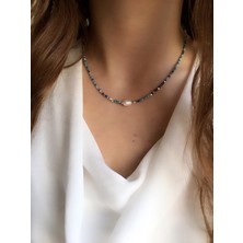 Serpil Jewellery Firuze Kırçıllı Afgan Boncuklu Incili Doğaltaş Tasarım Kolye