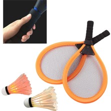 Buffer Işıklı Badminton Seti Hafif Portatif Taşınabilir Fileli Işıklı Raket Işıklı Topu Dahil