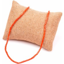 Taş Sandığı Kırmızı Mercan Taşı Kolye - Boyasız Mercan