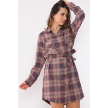 Dewberry Z6669 Dewberry Bayan Gömlek-Bej - Kırmızı