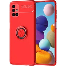Tekno Grup Samsung Galaxy M51 Kılıf Ultra Korumalı Yüzüklü Manyetik Ravel Silikon Kırmızı