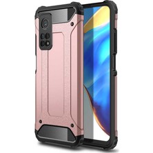 noktaks - Xiaomi Mi 10T 5G - Kılıf Çift Katman Zırh Tank Crash Military Kapak - Rose Gold - T15690