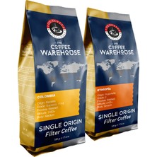 The Coffee Warehouse Avantaj Paket 1 kg Colombia 500G + Ethiopia 500G Taze Öğütülmüş Filtre Kahve