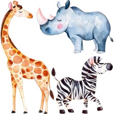 Zürafa ve Arkadaşları Çocuk Odası Duvar Sticker