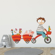 Bisikletli Çocuk Odası Duvar Sticker