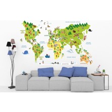 Kt Decoration Hayvanlı Eğlenceli Dünya Haritası Xl Duvar Sticker