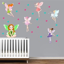 Kt Decoration Periler ve Rengarenk Kalpler Dev Kız Çocuk Odası Duvar Sticker