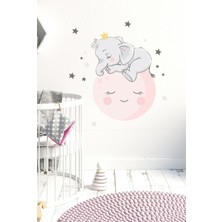 Kt Decoration Uykucu Fil ile Ay Duvar Sticker Seti