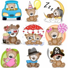 Kt Decoration Sevimli Peluş Ayıcıklar Çocuk Odası Duvar Sticker Seti