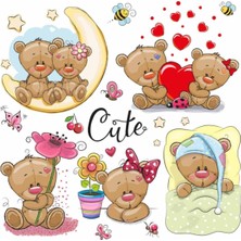 Kt Decoration Sevimli Hayvanlar Seti-5 Çcouk Odası Duvar Çıkartmaları