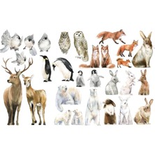 Kt Decoration Vahşi Yaşam El Çizimi Hayvan Çıkartmaları Duvar Sticker