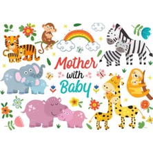 Kt Decoration Anneler ve Yavruları Baby Shower Mega Set Çocuk Odası Duvar Çıkartmaları