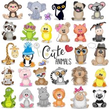 Kt Decoration Sevimli Hayvanlar Seti-3 Çcouk Odası Duvar Çıkartmaları