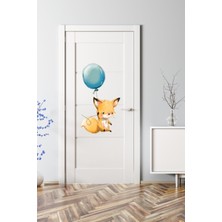 Kt Decoration Balonlu Sevimli Tilki Kapı Duvar Dolap Sticker Seti
