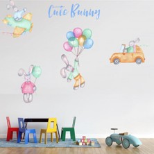 Kt Decoration Watercolor Serisi Sevimli Tavşanlar Çocuk Odası Duvar Sticker