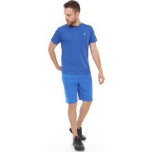 Sportech Fly Bisiklet Yaka Erkek Fıtness Tişört Mavi