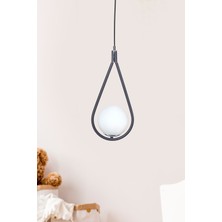 Luzarana Siena Tekli Siyah-Krom Metal Gövde Beyaz Camlı Tasarım Lüx Sarkıt Avize