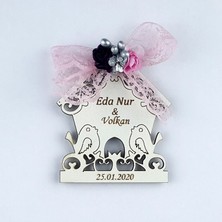 Anı Nikah Şekeri Ahşap Lazer Magnet 50 Adet SLK-118