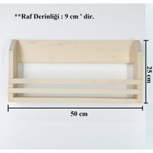 Woodwoork Ahşap Bebek Çocuk Odası Montessori Kitaplık Tek Katlı Duvar Rafı