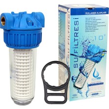 Aquafer 10 Inç Yıkanabilir Su Arıtma Filtresi (1 Inç Girişli)