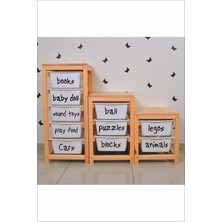 Msticker Oyuncak Kutusu Ingilizce Etiket Stickerı-Organizer-Siyah