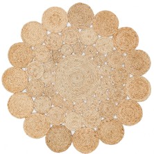 SOLO JÜT  CA 111 NATURAL YUVARLAK 120*120 CM  Jüt Halı El Dokuma  Iplik Örgü Hasır Halı Vintage Jüt Kilim