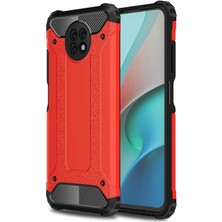 CaseArt Xiaomi Mi 10T Lite Kapak Çift Katmanlı Zırh Tank Kılıf - Kırmızı