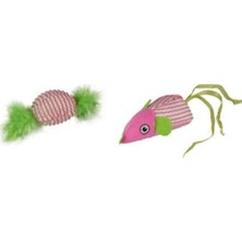Flamingo Mohaire Tüylü Fare Kedi Oyuncağı 18,5 x 4 x 2,5 cm 3'lü