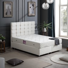 Setay Duke Çift Kişilik Baza Başlık Delüx Yaylı Yatak Seti - Krem