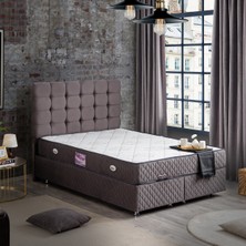 Setay Duke Çift Kişilik Baza Başlık Delüx Yaylı Yatak Seti - Antrasit Gri