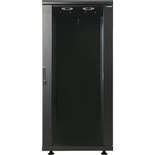 Canovate 32U 800X800MM 19''dikili Tip Network Rack Kabinet Siyah Çelik Sac Ön Cam Kapı Montajlı Ral 9005 2 Yıl Üretici Garantili