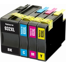 Photo Print HP 932XL Officejej 7610 Uyumlu Yüksek Kapasite 4 Renk Muadil Kartuş Seti