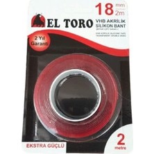 El Toro Vhb Akrilik Silikon Bant Şeffaf Çift Taraflı 18 mm x 2 M