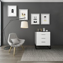 Evka Evee Konsol Metal Siyah Ayak Beyaz