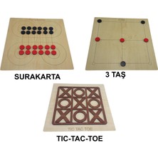 Ahtek 3 In 1 Ahşap Tıc-Tac-Toe 3 Taş ve Surakarta Akıl Zeka ve Strateji Oyunu