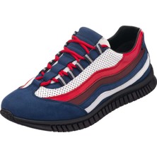 Costo Shoes  Amex Lacivert Büyük Numara Dana Derisi Rahat Geniş Kalıp Erkek Vip Spor Ayakkabı