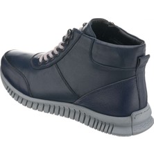 Costo Shoes  AG7044 Lacivert Büyük Numara Dana Derisi Rahat Geniş Kalıp Erkek Bot