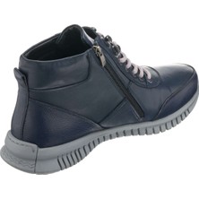 Costo Shoes  AG7044 Lacivert Büyük Numara Dana Derisi Rahat Geniş Kalıp Erkek Bot