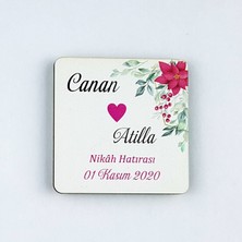 Anı Ahşap Uv Baskılı Magnet Nikah Süsü 50'li