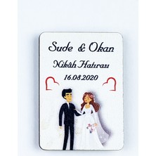 Anı Ahşap Uv Baskılı Magnet Nikah Süsü 50'li