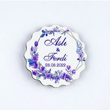 Anı Ahşap Uv Baskılı Magnet Nikah Süsü 50'li