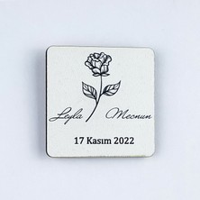 Anı Ahşap Uv Baskılı Magnet Nikah Süsü 50'li