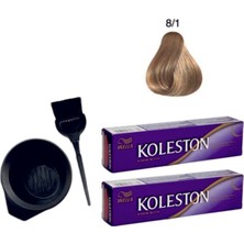 Koleston Tüp Saç Boyası 8/1 Küllü Açık Kumral 2'li + Boyama Seti