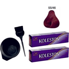 Koleston Tüp Saç Boyası 55/46 Kızıl Büyü 2'li + Boyama Seti