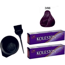 Koleston Tüp Saç Boyası 3/66 Patlıcan Moru 2'li + Boyama Seti