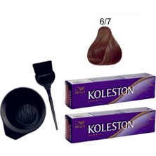 Koleston Tüp Saç Boyası 6/7 Çikolata Kahve 2'li + Boyama Seti