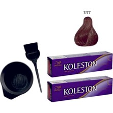 Koleston Tüp Saç Boyası 7/77 Işıltılı Kahve 2'li + Boyama Seti