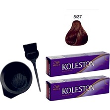 Koleston Tüp Saç Boyası 5/37 Kışkırtıcı Kahve 2'li + Boyama Seti