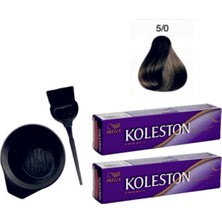 Koleston Tüp Saç Boyası 5/0 Açık Kahve 2'li + Boyama Seti